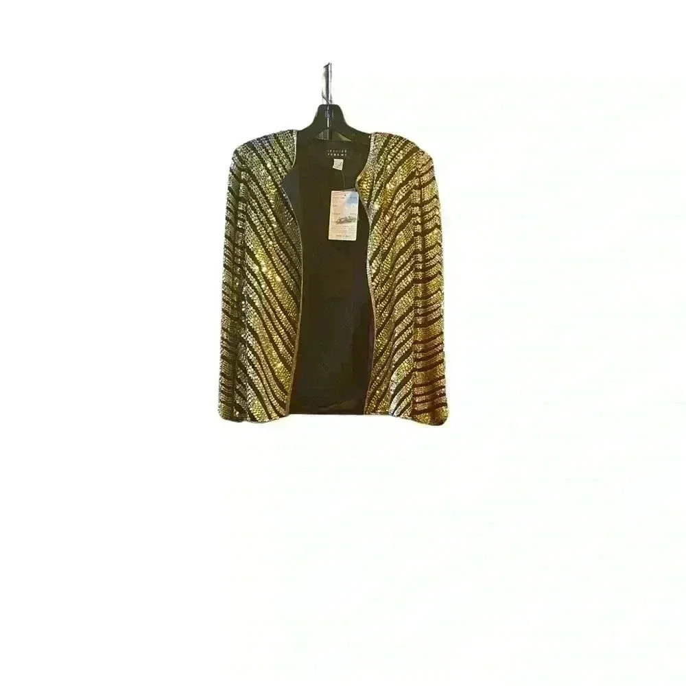 VTG NWT Spencer Jeremy Gold Sequin Jacket Cardigan Party Evening Size Small